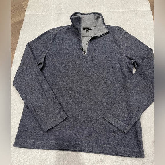 [XL/PTP:23”]Banana Republic Men's Blue Gray Knit 1/4 Zip-Up Cotton Sweatshirt - Picture 1 of 7